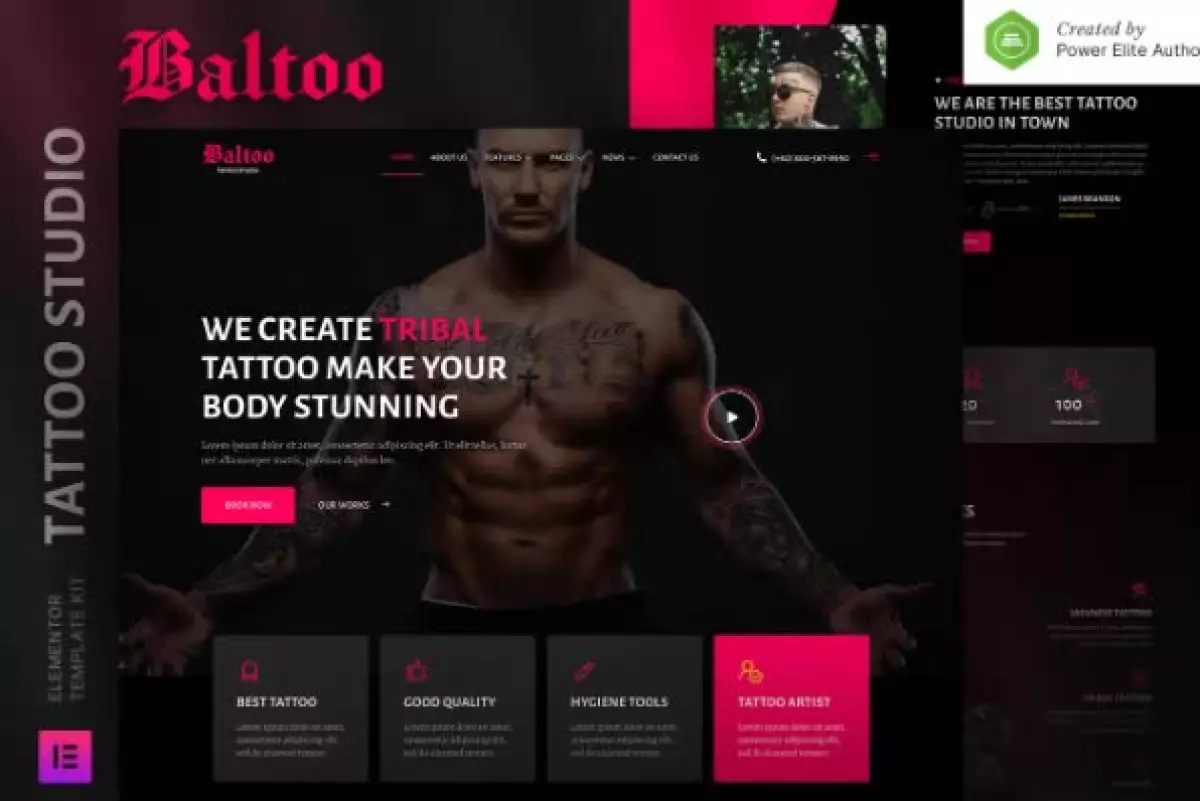 Baltoo – Tattoo Studio and Artist Elementor Template