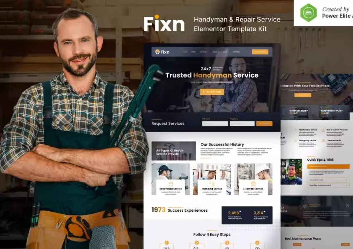 Fixn – Handyman & Repair Service Elementor Template