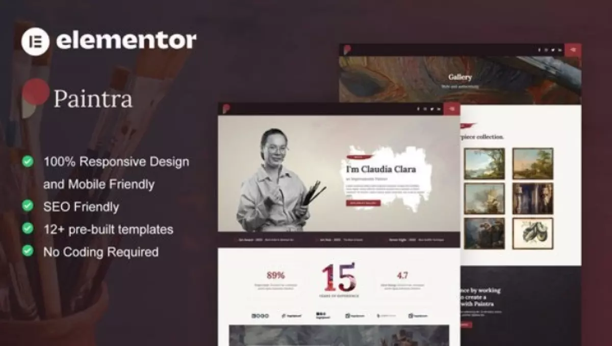 Paintra – Creative Artist &amp; Painter Elementor Pro Template Kit