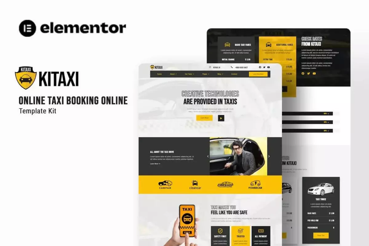 Kitaxi - Online Taxi Booking Elementor Template