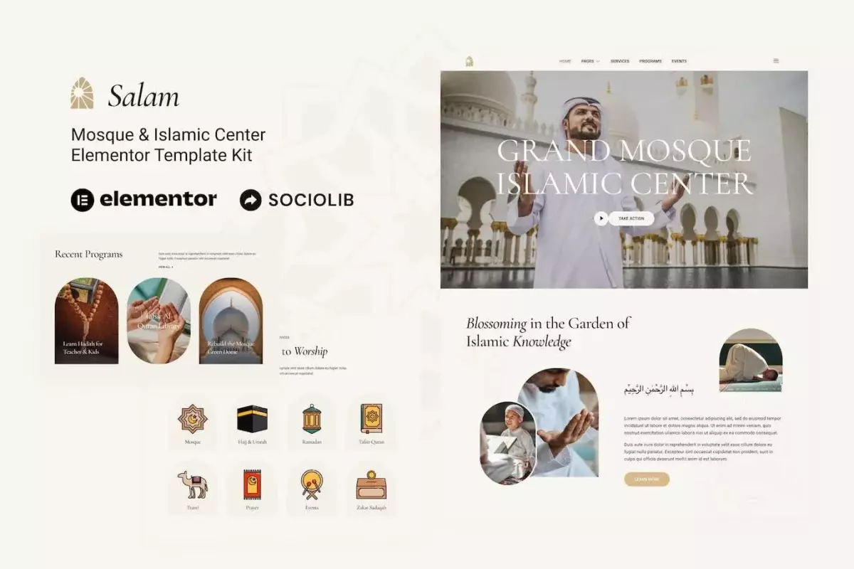 Salam - Mosque &amp; Islamic Center Elementor Template