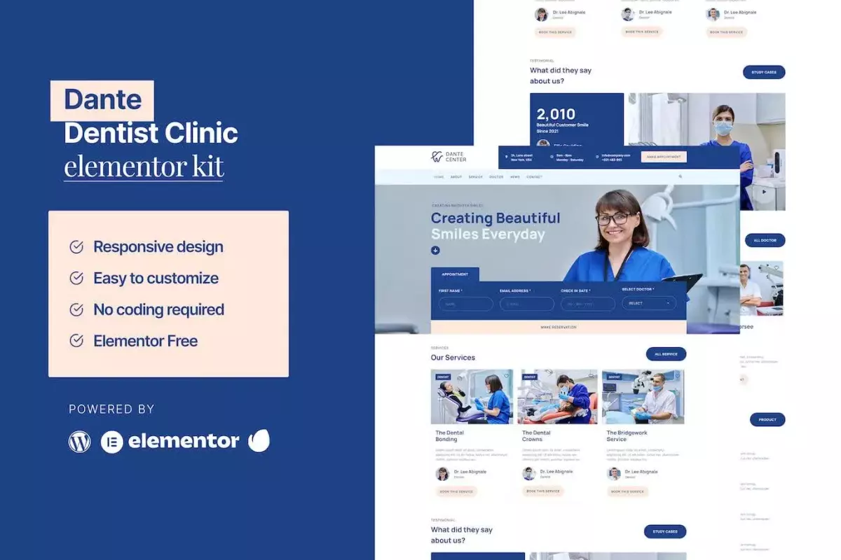 Dante - Dentist &amp; Dental Clinic Elementor Template