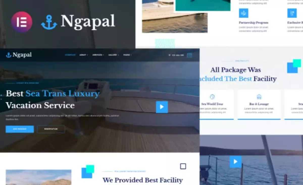 Ngapal - Sea Luxury Yatch Vacation Services Elementor Template