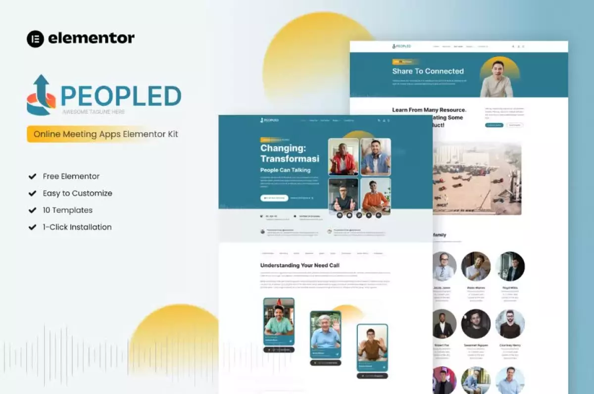 Peopled - Online Meeting App Elementor Template