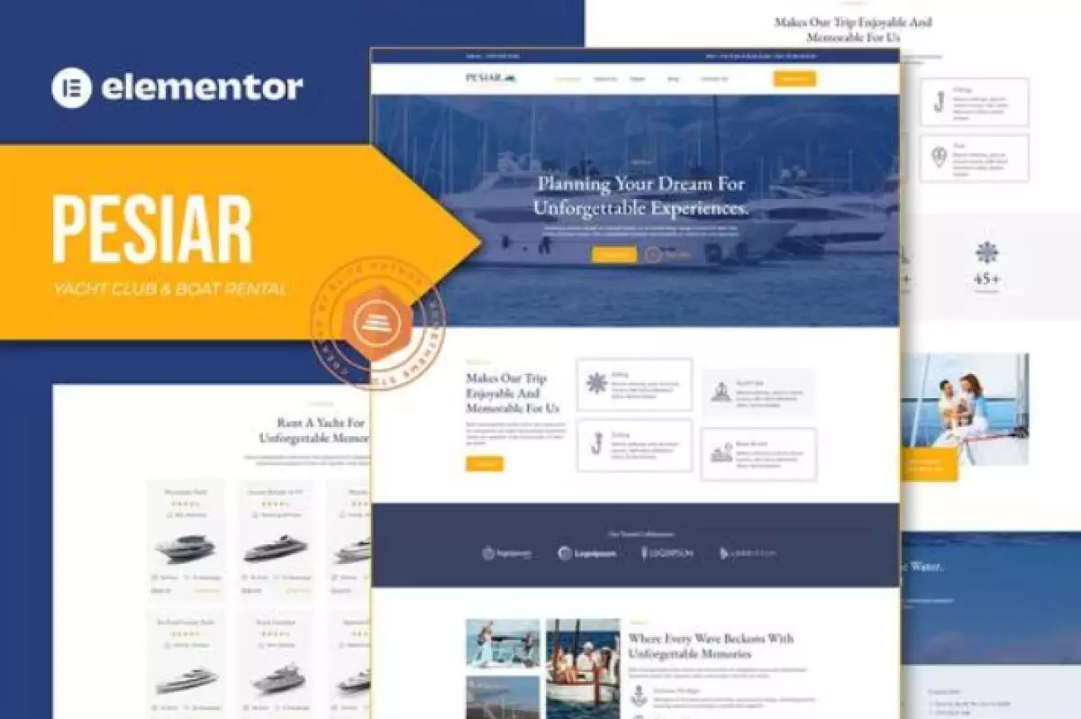 Pesiar - Yacht Club &amp; Boat Rental Elementor Template Kit