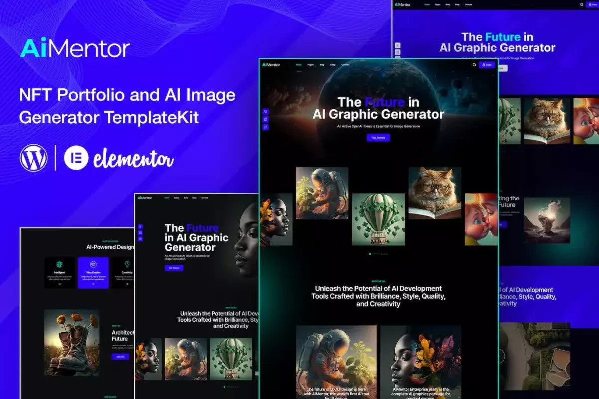 AiMentor - AI Image Generator Website Elementor Template