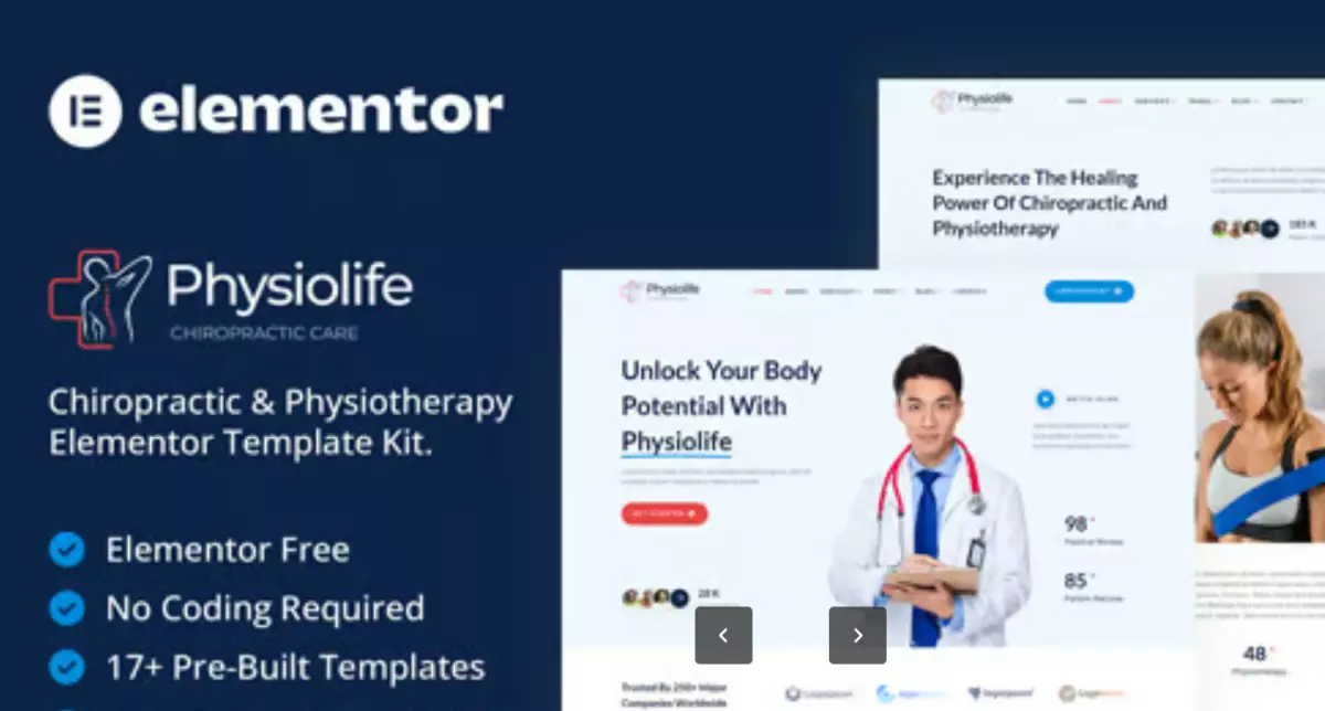 Physiolife - Chiropractic &amp; Physiotherapy Elementor Template Kit