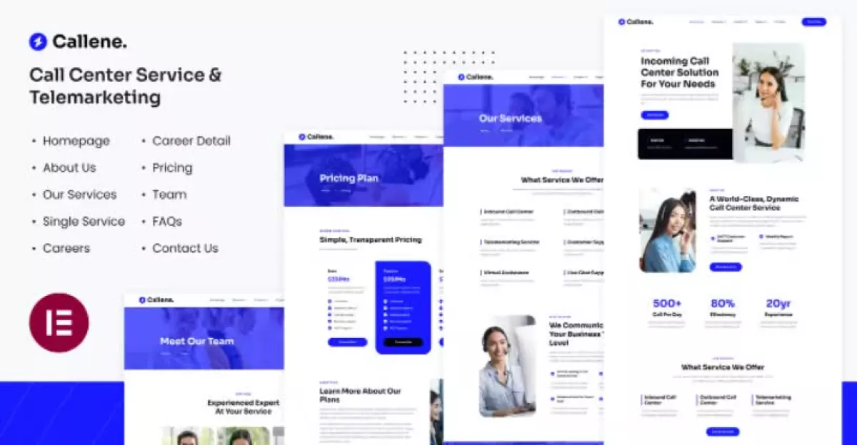 Callene | Call Center Service & Telemarketing Elementor Template