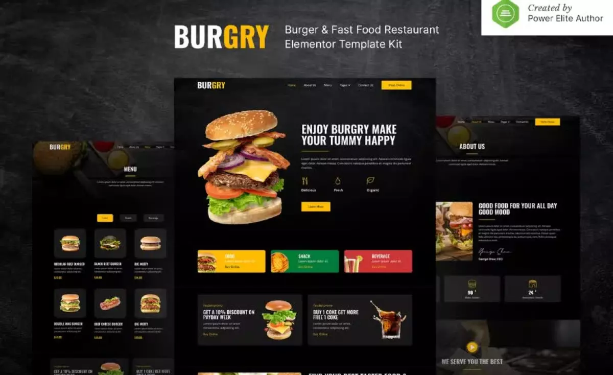 Burgry – Burger & Fast Food Restaurant Elementor Template