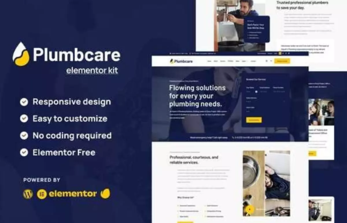 PlumbCare - Plumbing Service Elementor Template Kit