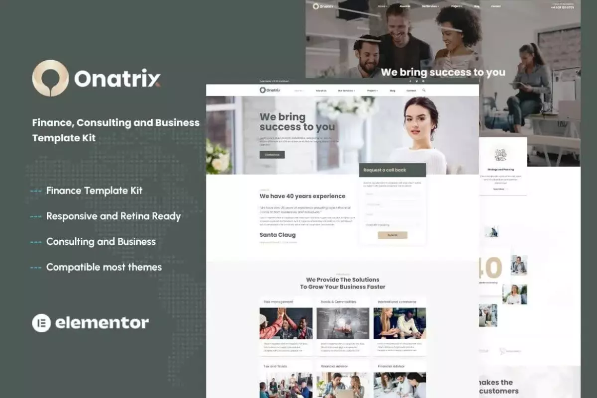 Onatrix - Finance Consulting &amp; Business Elementor Template