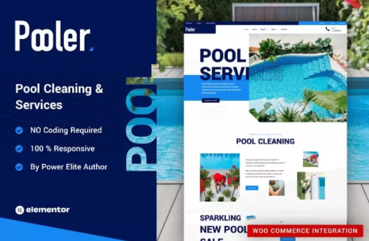 Pooler – Swimming Pool Cleaning Services Elementor Pro Template Kit