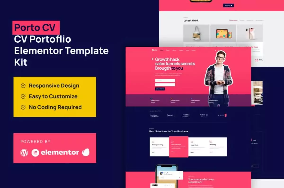 Porto CV - Portfolio Personal Elementor Pro Template Kit