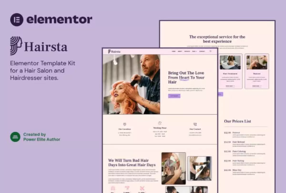 Hairsta – Hair Salon & Hairdresser Elementor Template