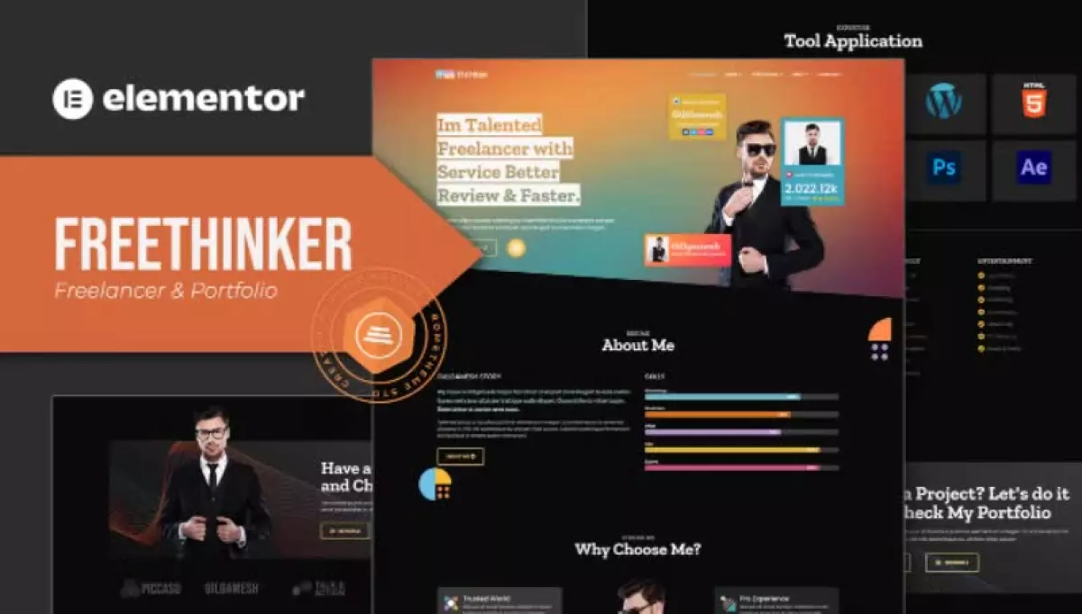 Freethinker - Freelancer & Portfolio Elementor Template
