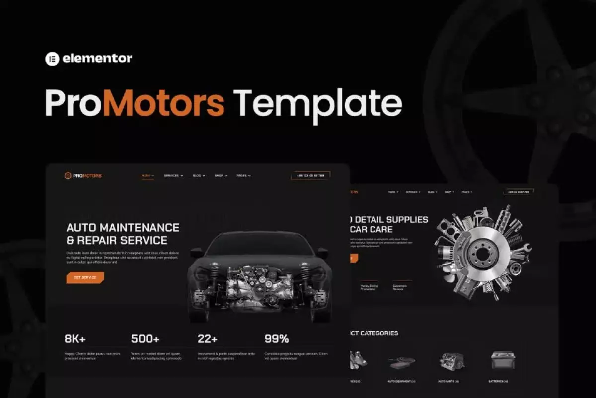 ProMotors – Car Service and Detailing Elementor Template