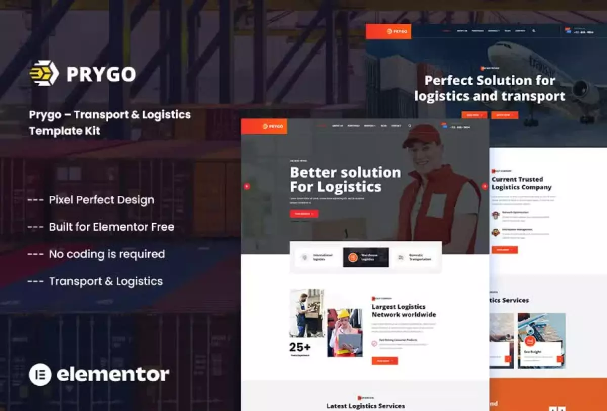 Prygo – Transport & Logistics Elementor Template