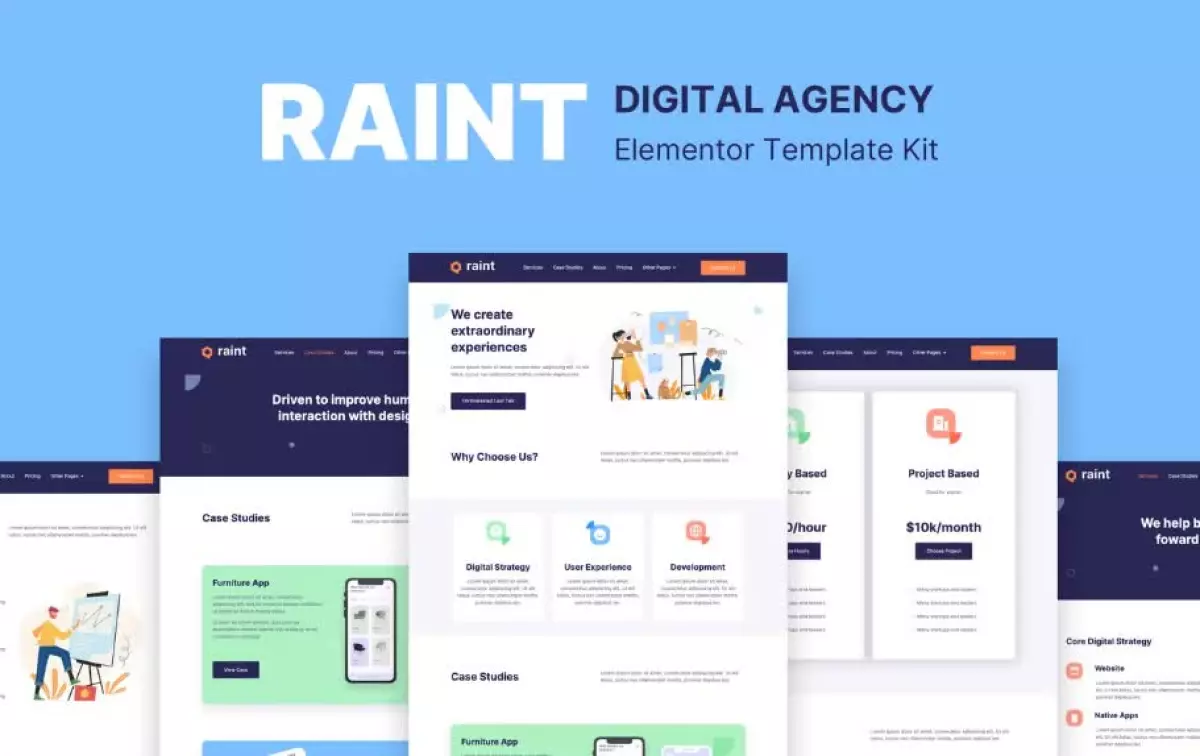 Raint - Digital Agency Elementor Template