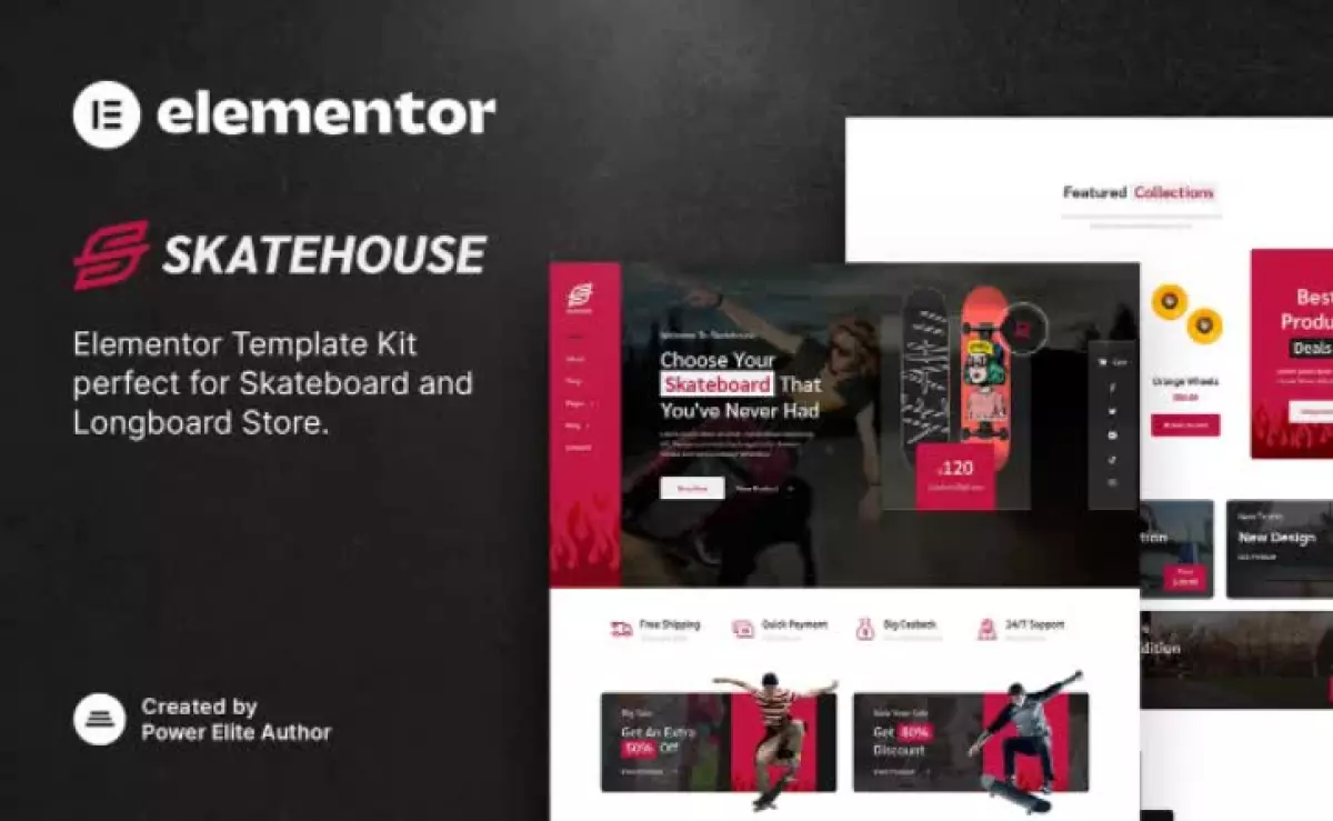 Skatehouse – Skateboard & Extreme Sport Shop Elementor Template