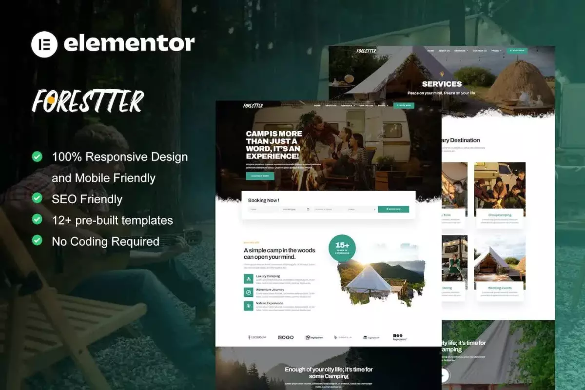 Forestter - Camping &amp; Adventure Elementor Template