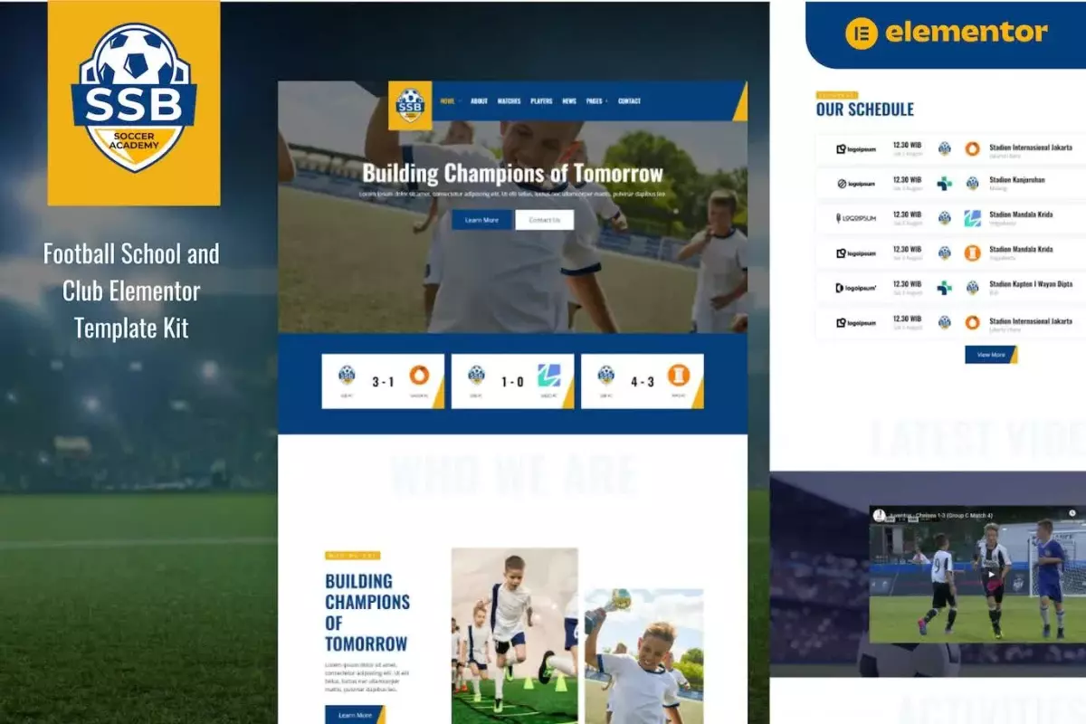 SSB - Football School &amp; Club Elementor Template