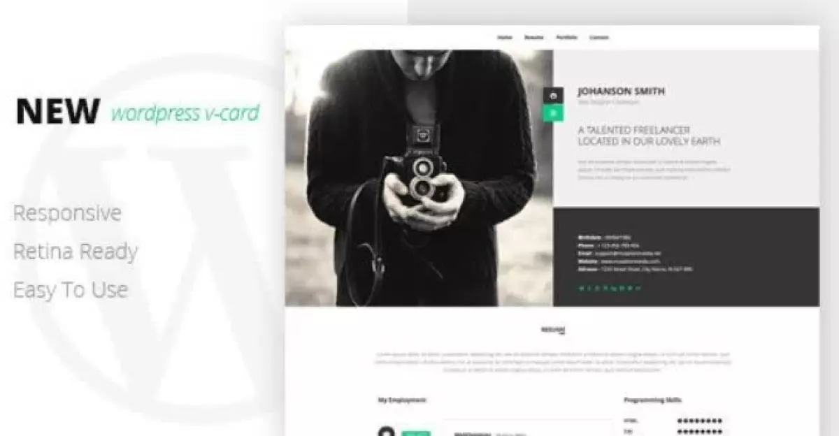 NEW Retina Ready WordPress Vcard Theme