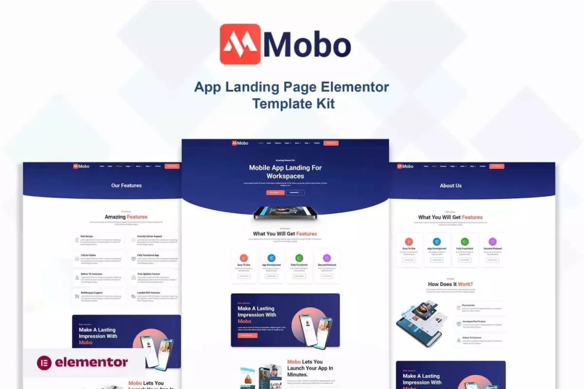 Mobo - App Landing Page Elementor Template