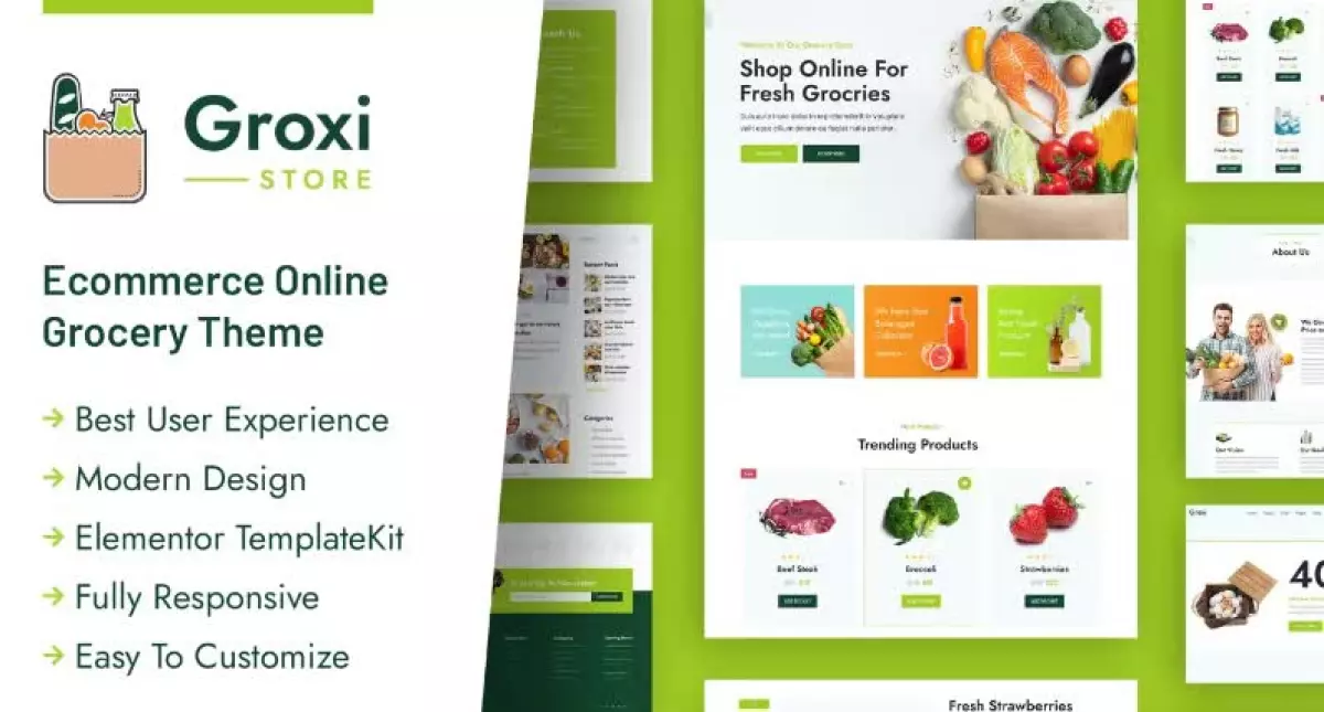 Groxi - Grocery Store Elementor Template Kit