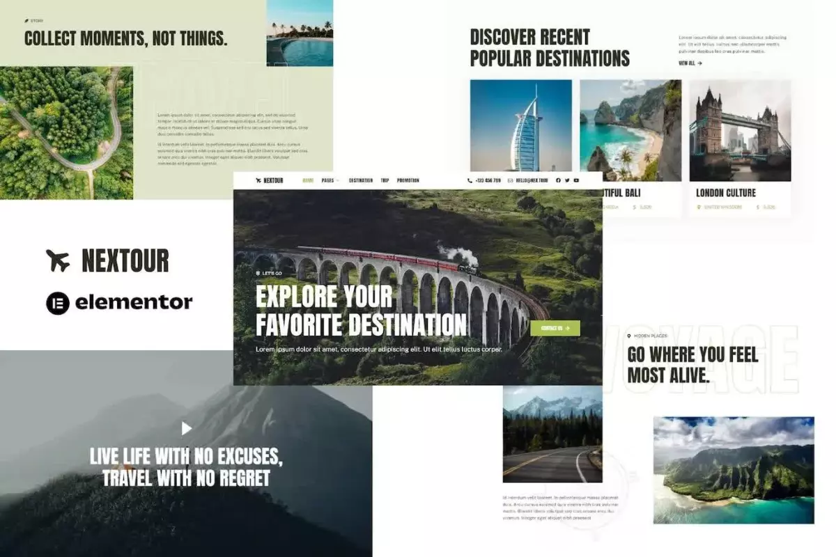 Nextour - Tour Guide &amp; Travel Agency Elementor Template