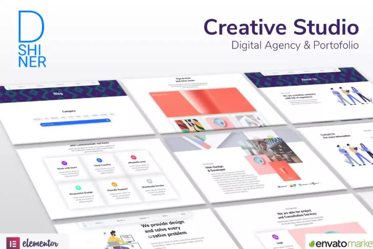 D'Shiner Creative Studio & Digital Agency Elementor Template