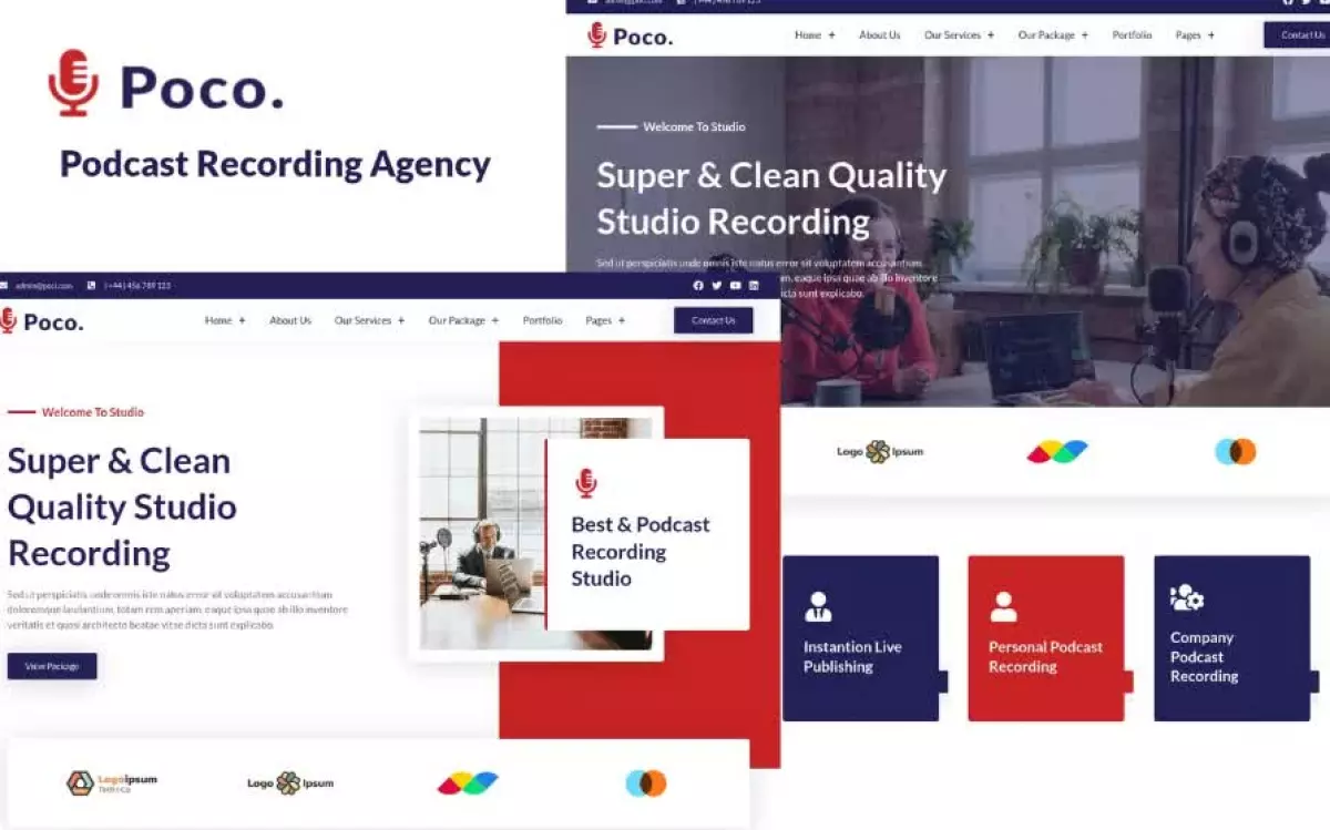 Poco - Podcast Recording Studio Services Elementor Template