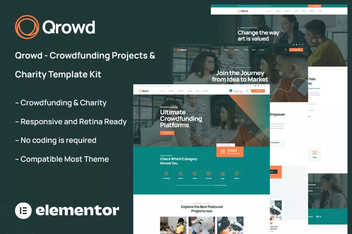 Qrowd - Crowdfunding Projects &amp; Charity Template Kit