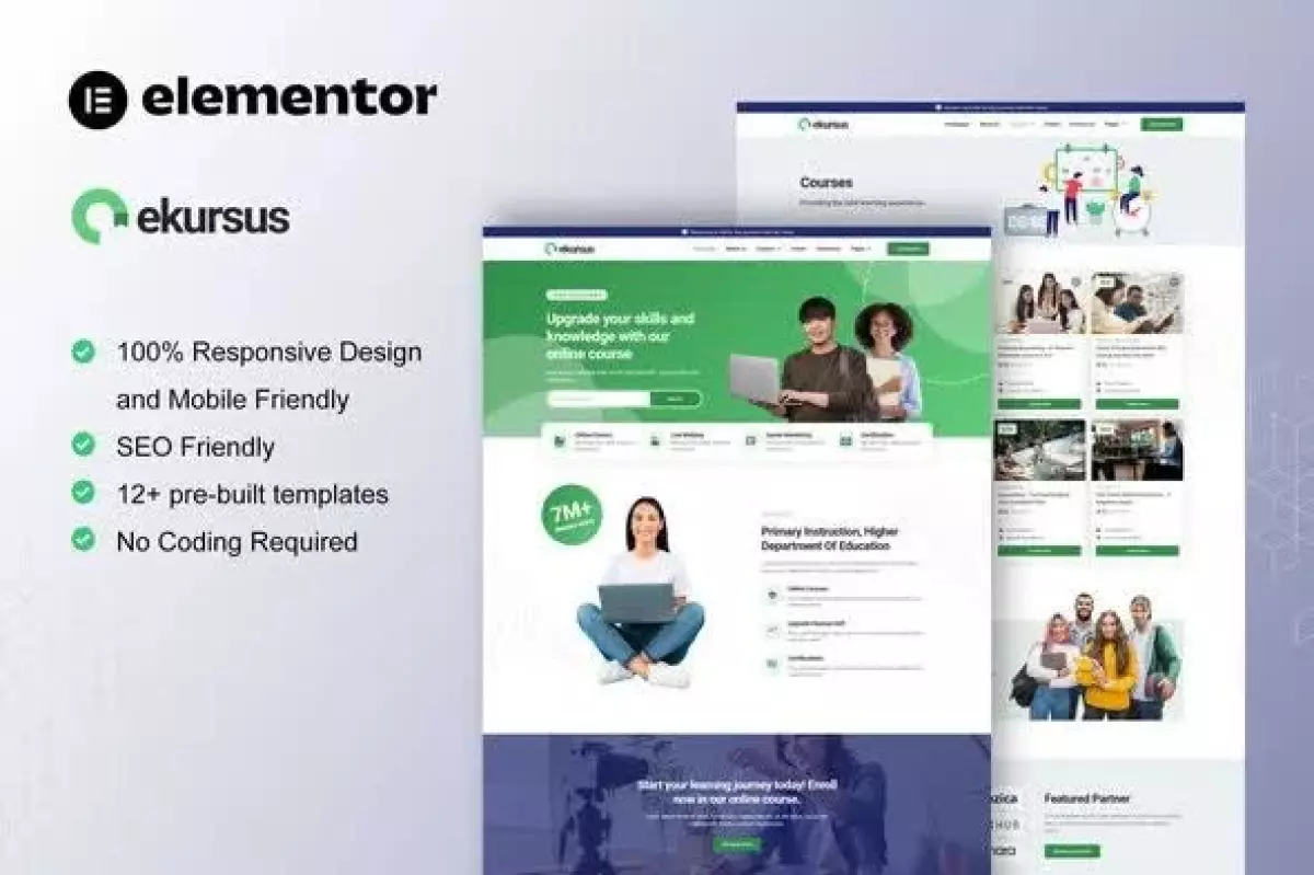 eKursus - Online Course &amp; Education Elementor Template