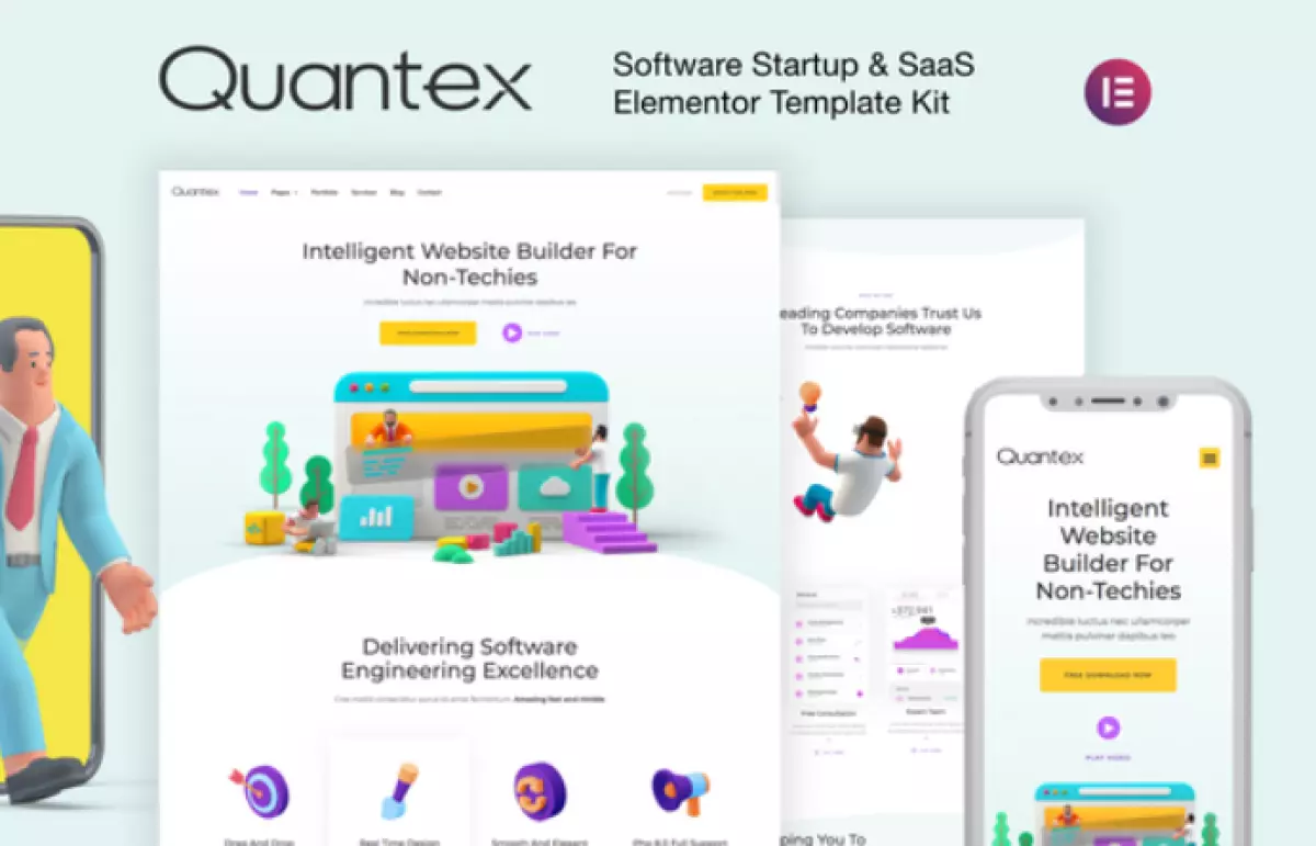 Quantex – Software Startup &amp; SaaS Elementor Template Kit