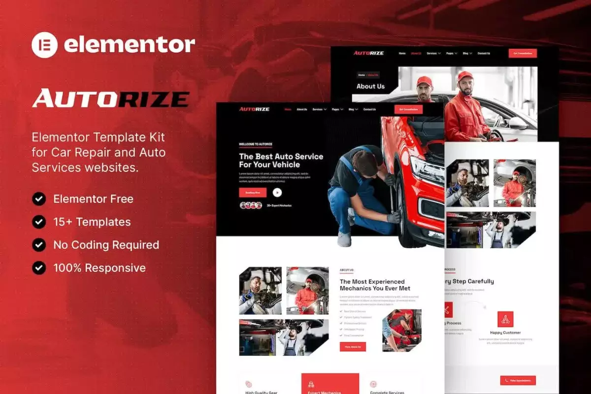 Autorize - Car Repair &amp; Auto Services Elementor Template