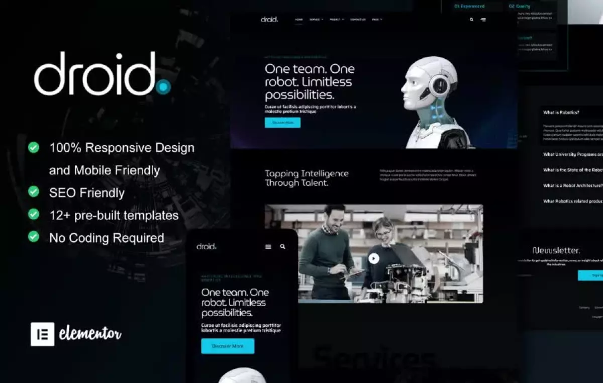 Droid - Robotics & Technology Services Elementor Template