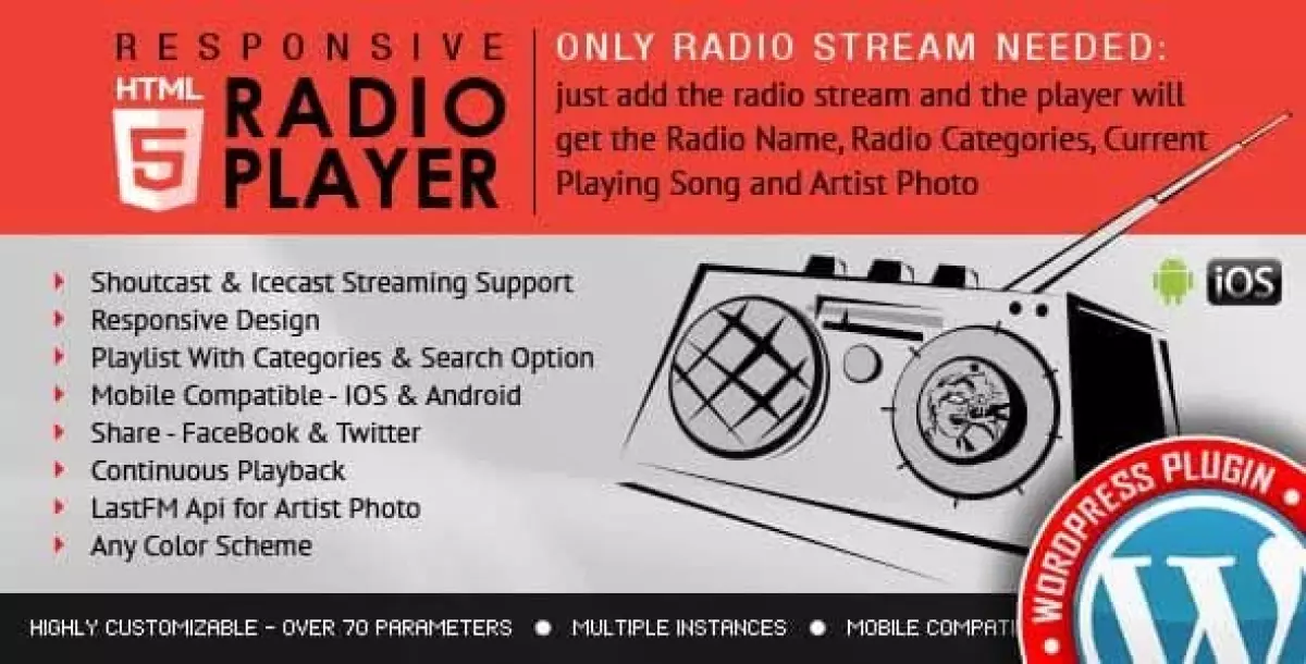 Radio Player Shoutcast & Icecast WordPress Plugin 4.4.5