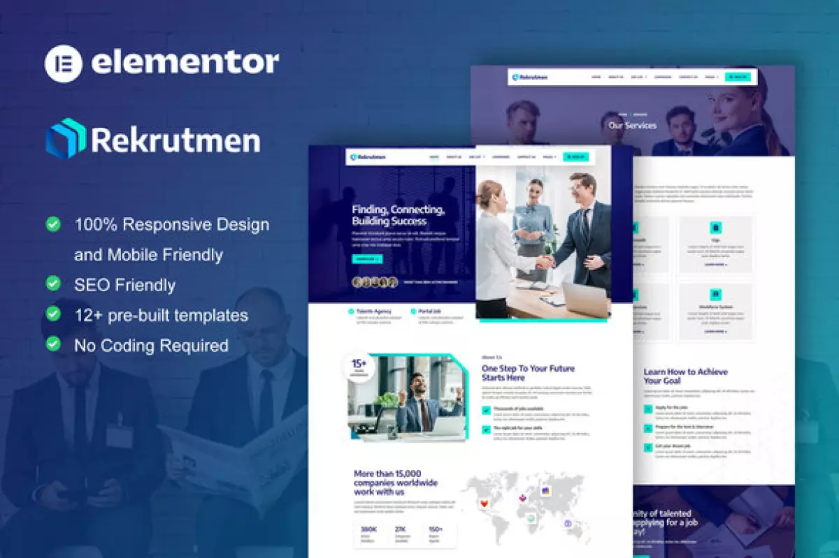 Rekrutmen - Human Resource &amp; Recruitment Agency Elementor Template Kit