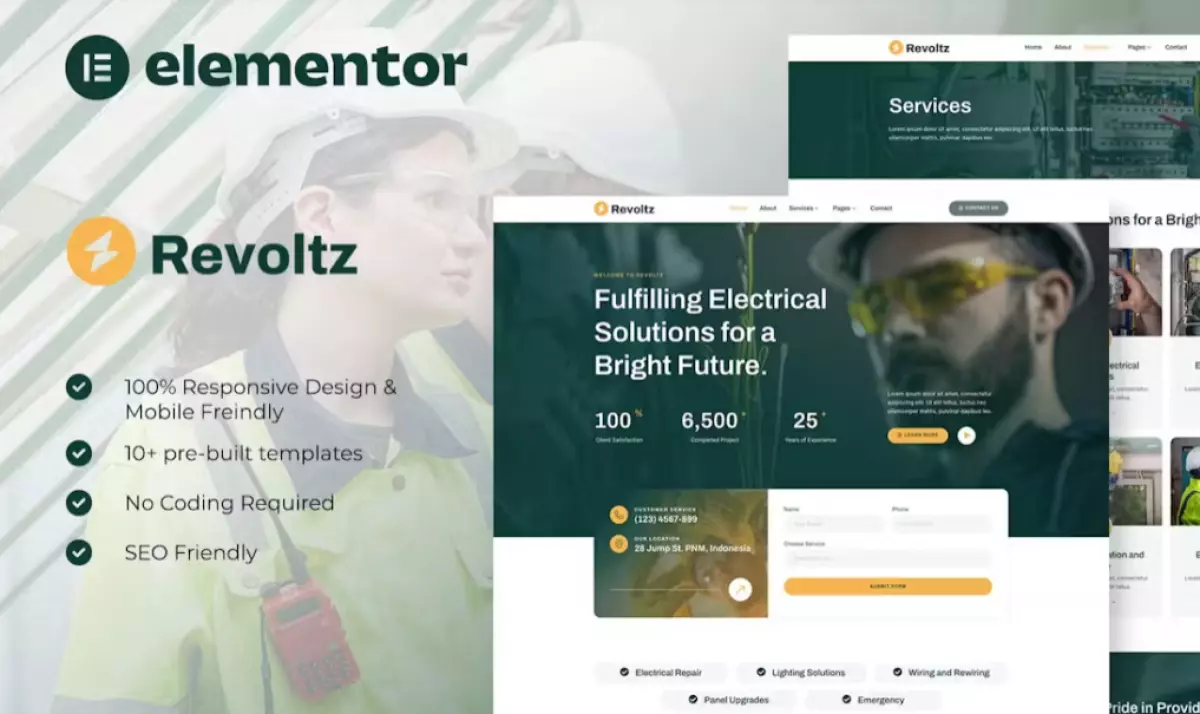 Revoltz – Electrical Installation &amp; Maintenance Elementor Template Kit