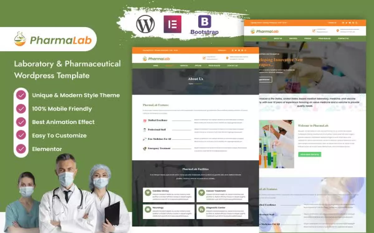 Pharmalab - Laboratory & Pharmaceutical Wordpress Template WordPress Theme