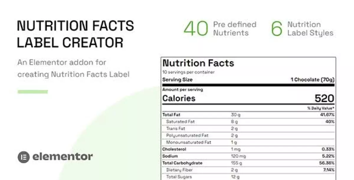 [WISH] Nutrition Facts Label Creator (Elementor