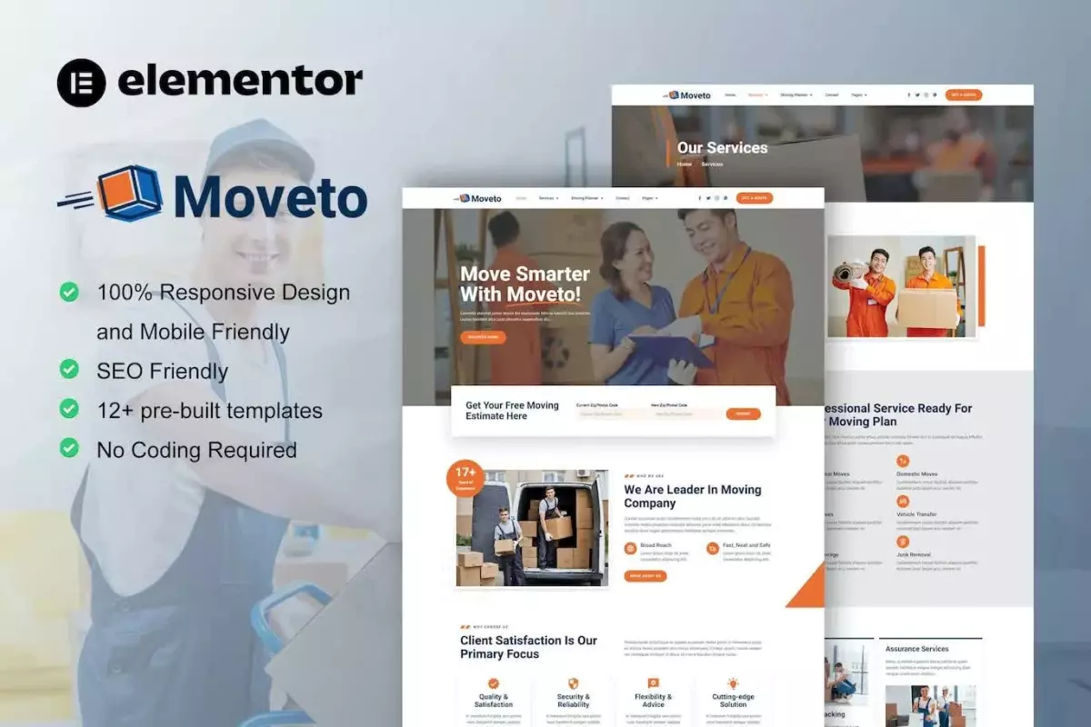 Moveto - Moving Company Elementor Template