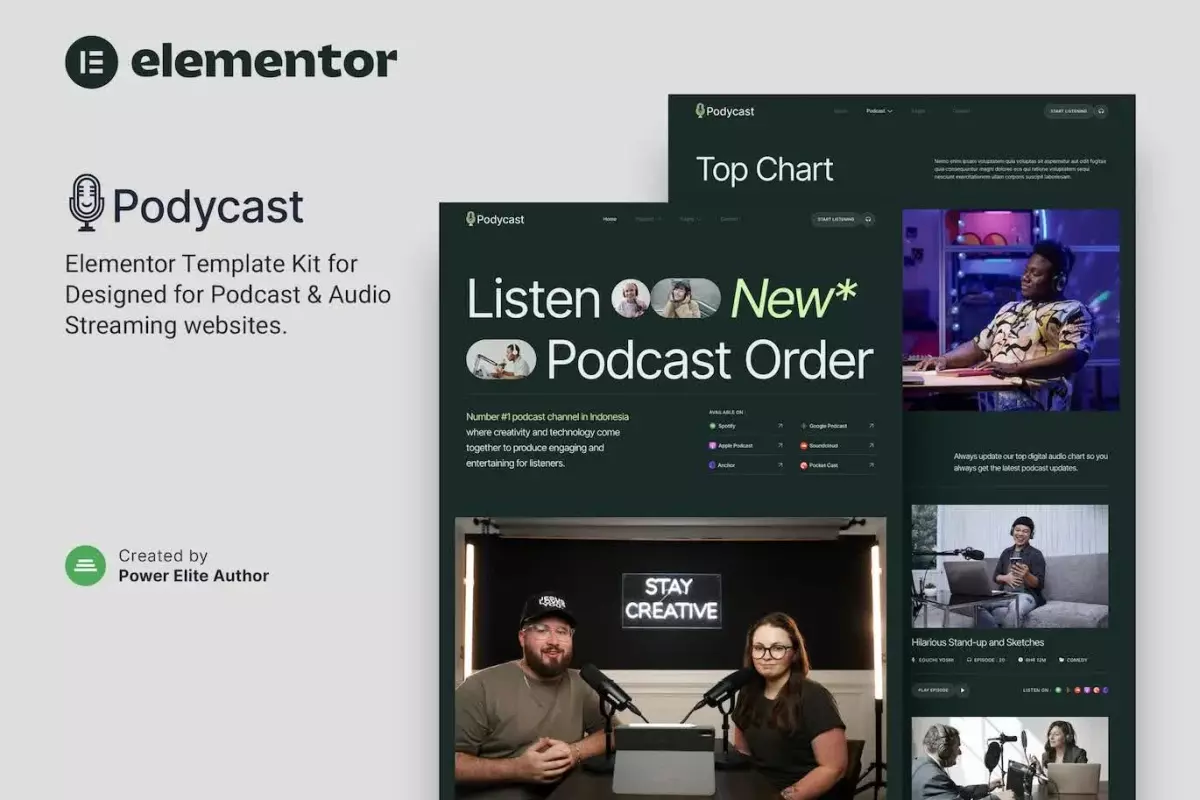 Podycast – Podcast &amp; Audio Streaming Elementor Template