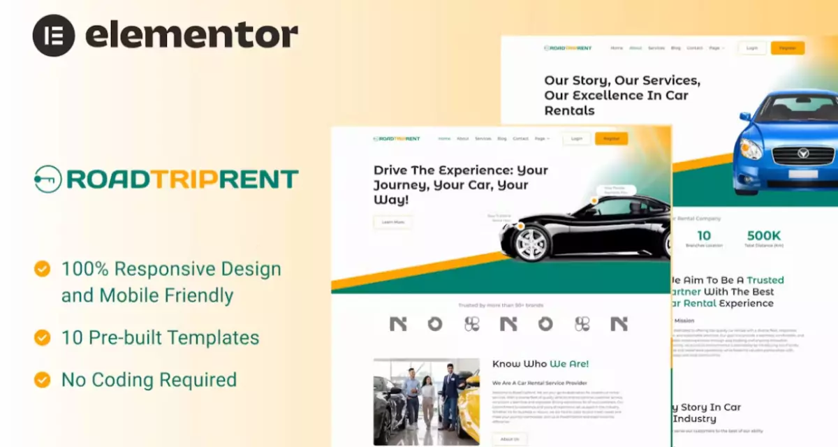 RoadTripRent – Premium Car Rental Elementor Template Kit