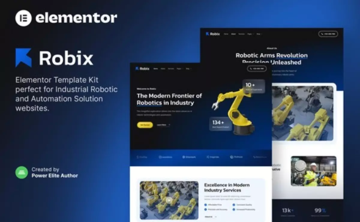 Robix – Industrial Robotic &amp; Automation Solution Elementor Template Kit