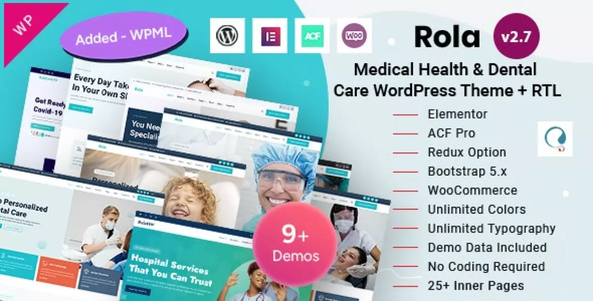 Rola - Medical Health &amp; Dental Care Elementor WordPress Theme