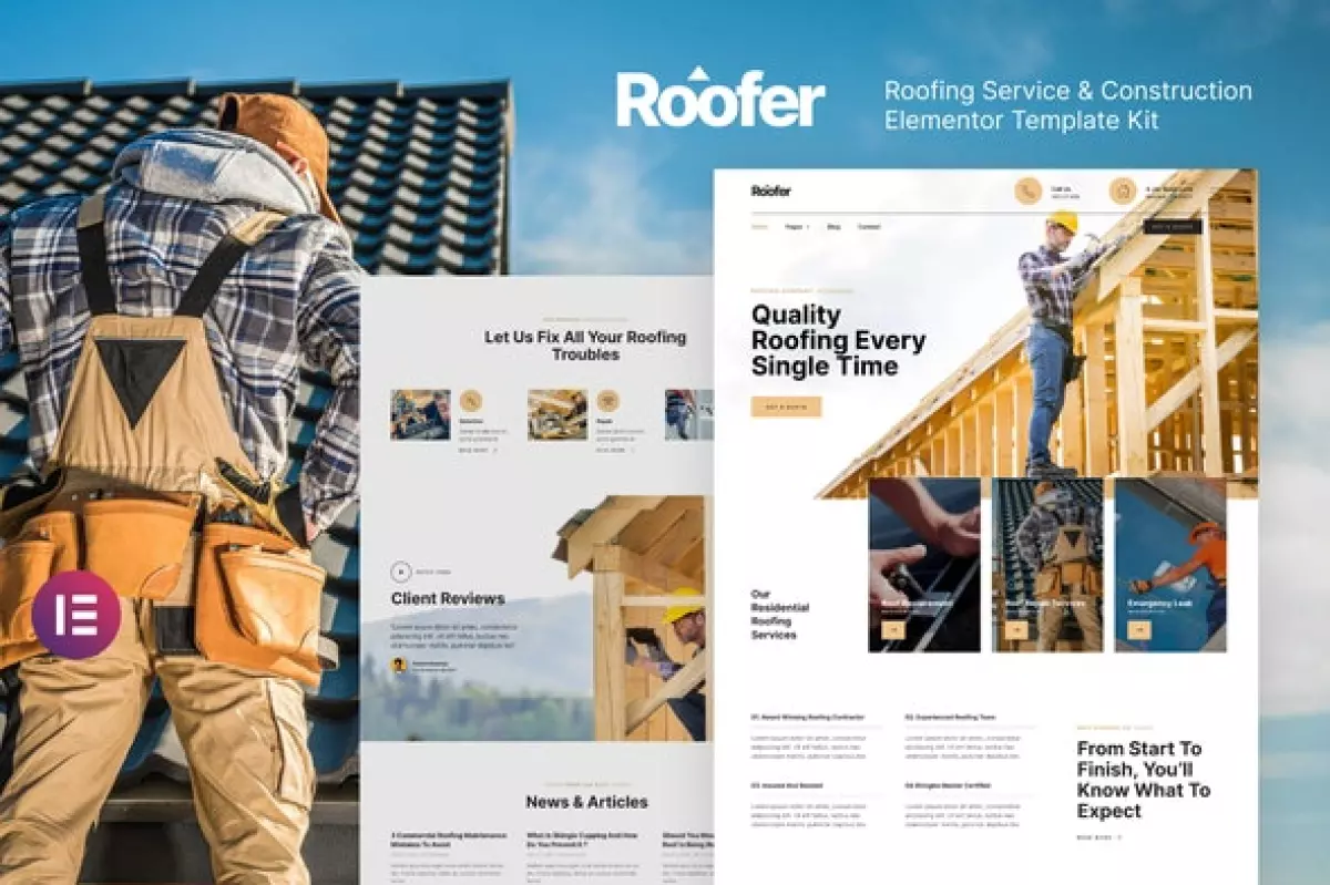 Roofer – Roofing Service & Construction Elementor Template Kit