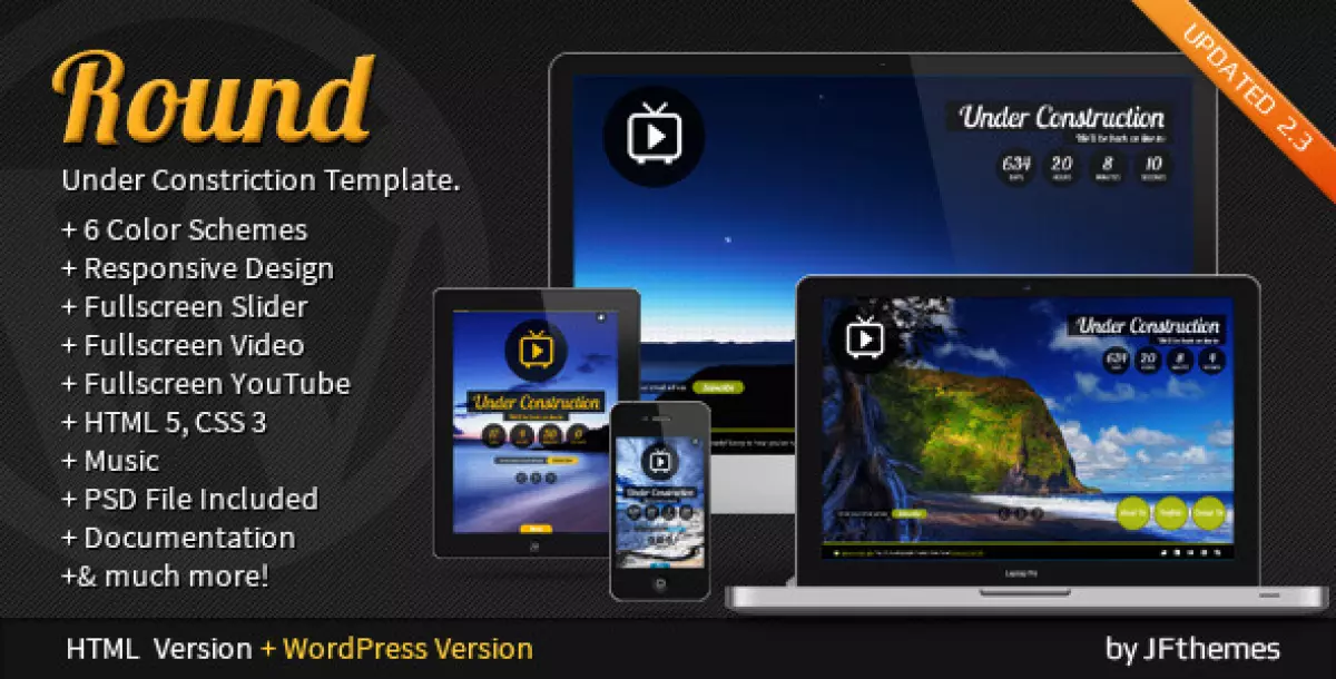 Round - Responsive, Fullscreen, Under Construction