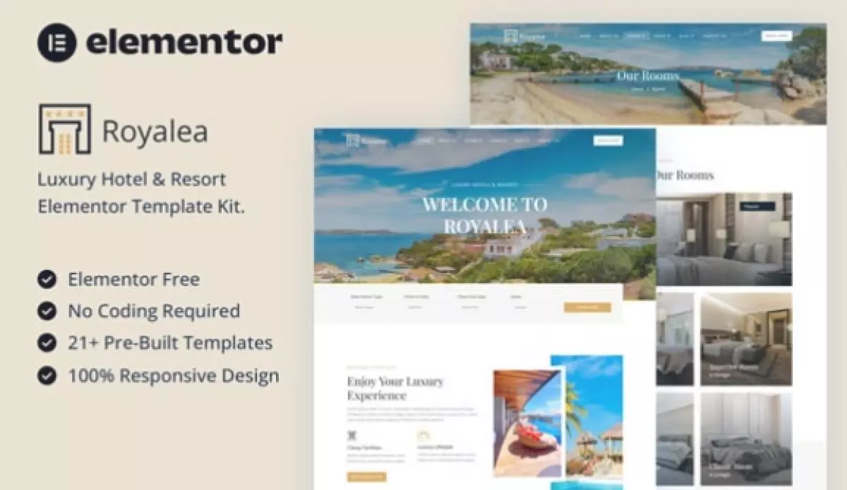 Royalea - Luxury Hotel &amp; Resort Elementor Template Kit