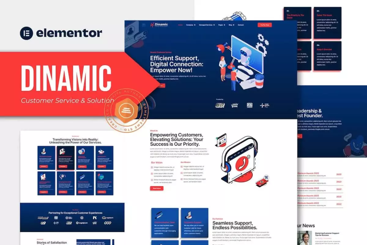 Dinamic - Customer Service &amp; Solution Elementor Pro Template